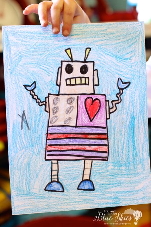 Robot Close Read and Crafts directed drawing
