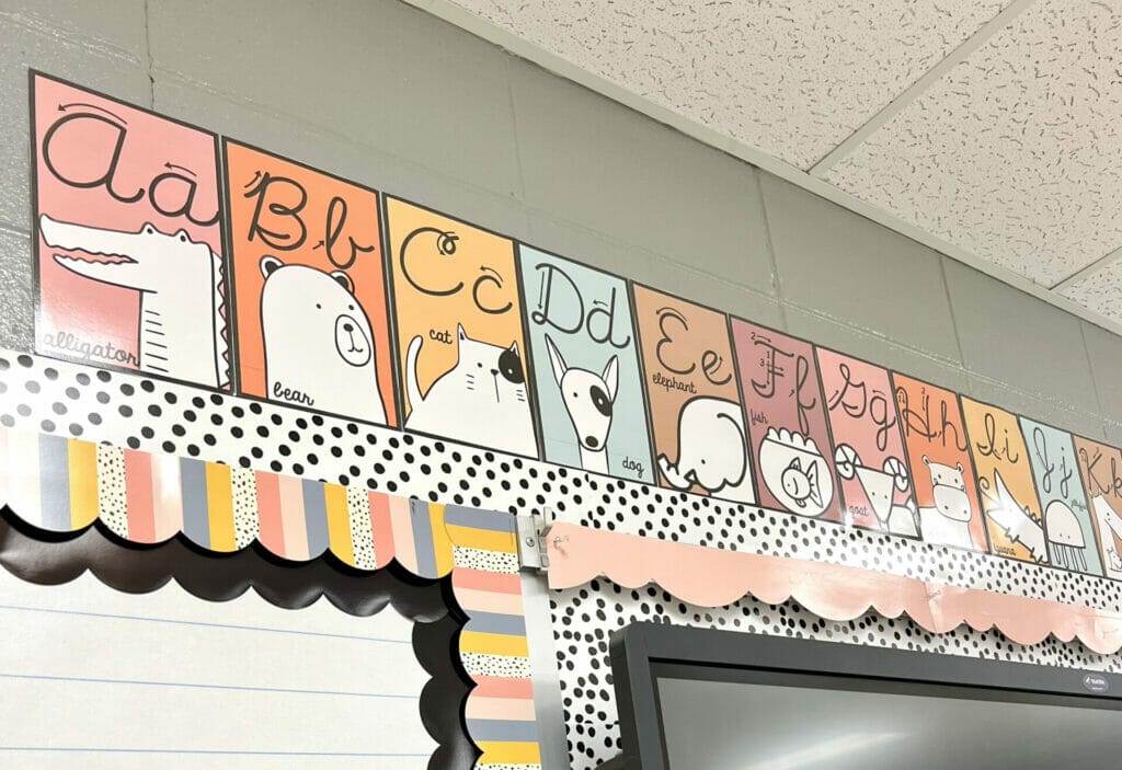 Bulletin Board and Cursive Alphabet